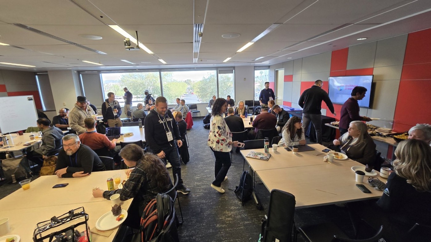 Architects at tables talking and working together at Architect Dreamin' Americas 2025